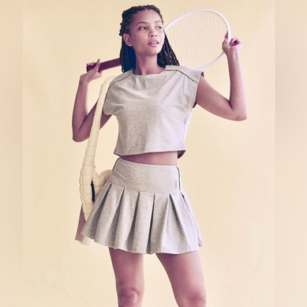 NEW SET! Free People Movement HOME BASE Cap-Sleeve Top Skirt Set GRAY Size SMALL - Picture 13 of 16